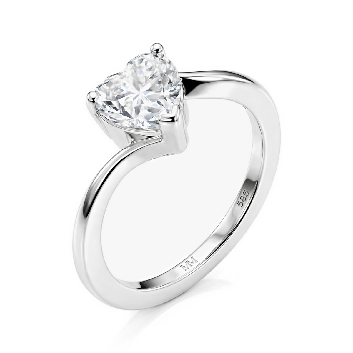 Amora - Anillo solitario de moissanita talla corazón | My Moissanite