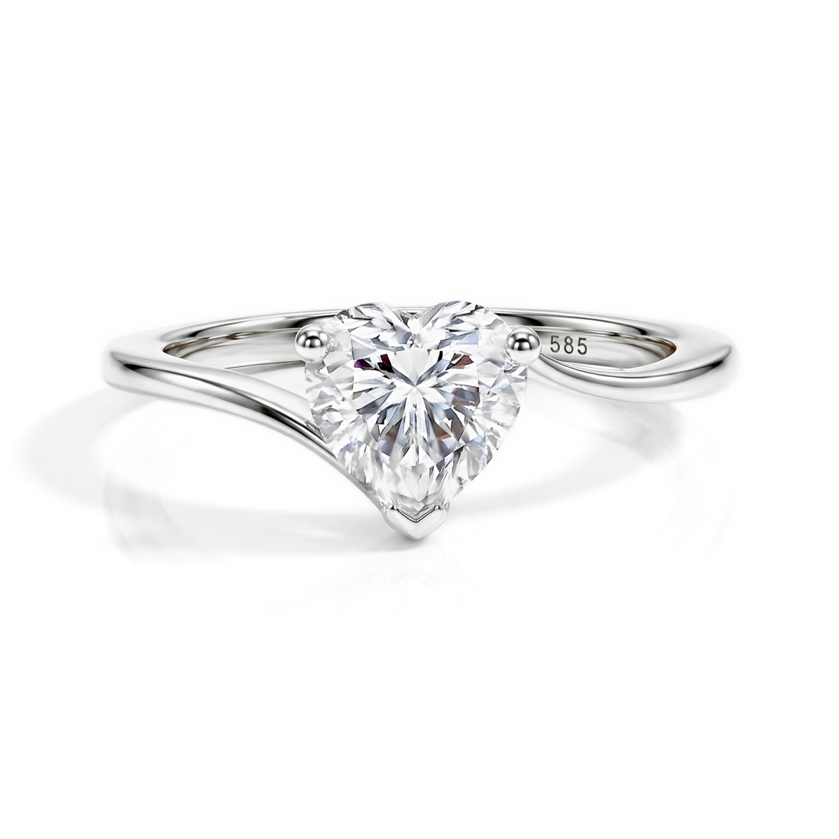 Amora - Anillo solitario de moissanita talla corazón | My Moissanite