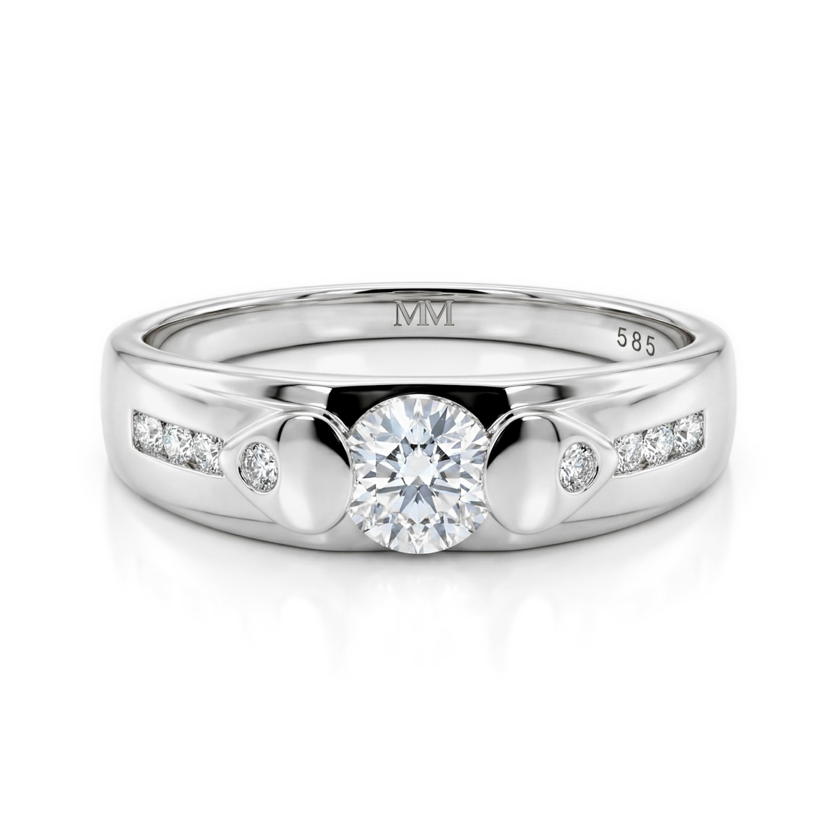Onyx - Anillo de moissanita para hombre con piedras laterales