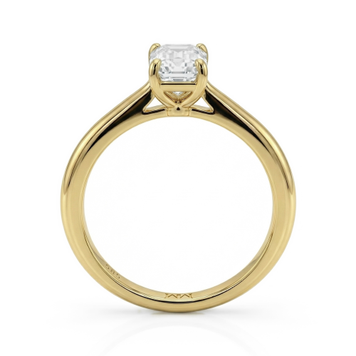 Elysium - Anillo solitario de moissanita de talla esmeralda