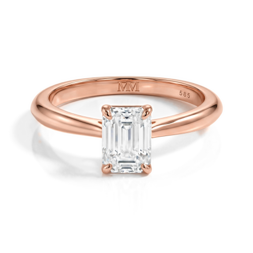 Elysium - Anillo solitario de moissanita de talla esmeralda