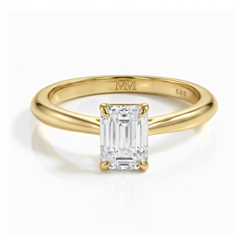 Elysium - Anillo solitario de moissanita de talla esmeralda