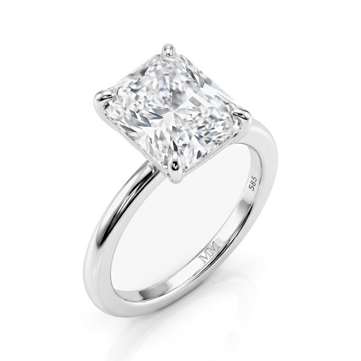 Radiana - Anillo solitario de moissanita de talla radiant