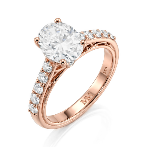 Fiorenza - Anillo atemporal de moissanita con aro en pavé y detalle en la galería