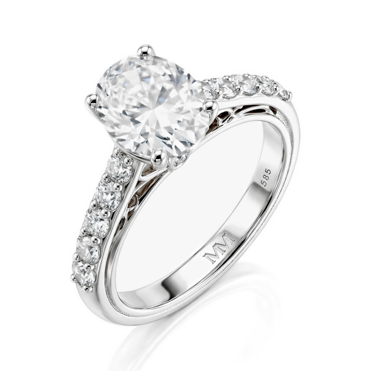 Fiorenza - Anillo atemporal de moissanita, con Pavé en el aro y detalle en la galería