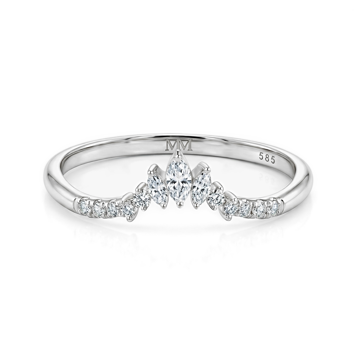 Serenella - Alianza de boda de moissanita marquesa y redonda