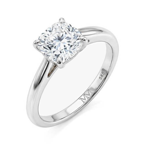 Elara - Anillo solitario de moissanita de talla cojín