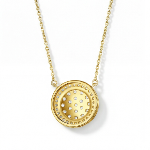 Brillante - Colgante de moissanita redonda en racimo con halo en pavé