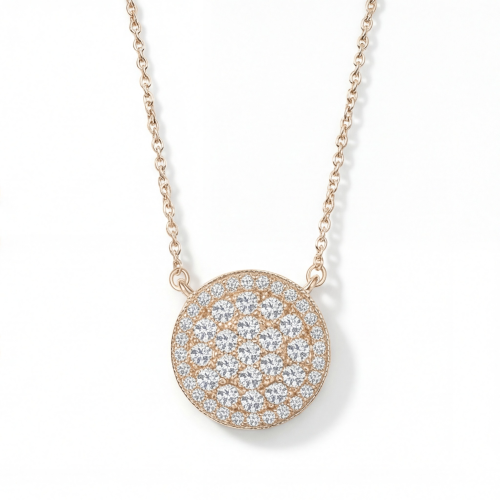 Brillante - Colgante con racimo de moissanitas de talla redonda y halo de pavé