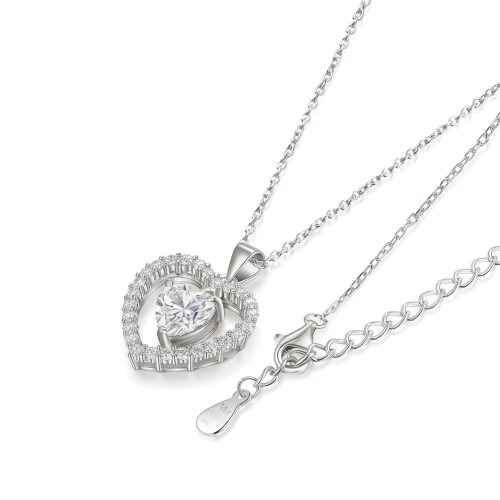 Valoria - Colgante de moissanita de talla corazón con detalle de halo