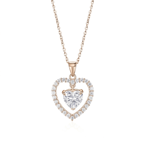 Valoria - Colgante de moissanita de talla corazón con detalle de halo