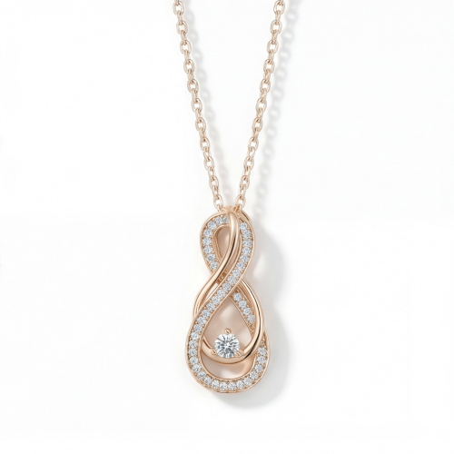 Infinity - Colgante entrelazado de moissanita con pavé