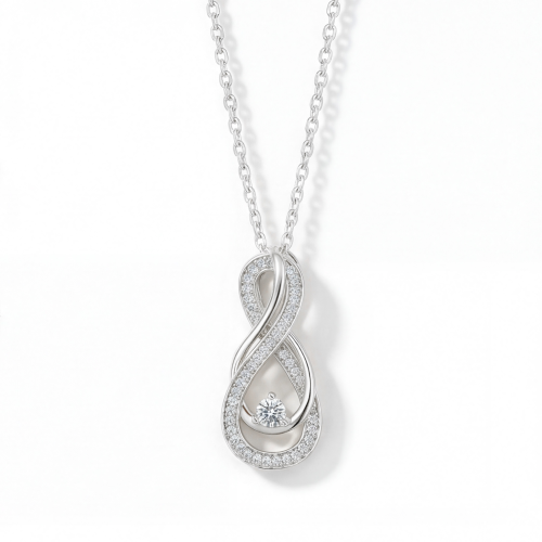 Infinity - Colgante de Moissanita con Pavé Entrelazado