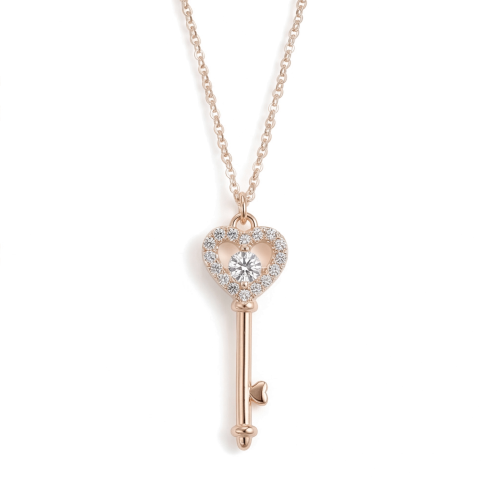 Amore - Colgante de moissanita con llave en forma de corazón y engaste pavé