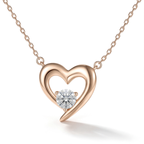 Embrace - Colgante de Moissanita con Silueta de Corazón y Piedra Central