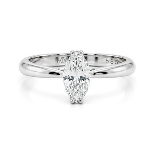 Liana - Anillo solitario de moissanita de talla marquesa