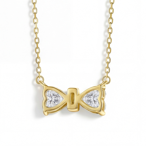 Pairle - Collar con dos moissanitas de talla corazón y barra central en pavé