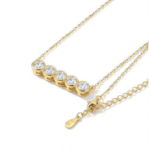 Quinta - Collar de moissanita de cinco piedras con engaste en bisel