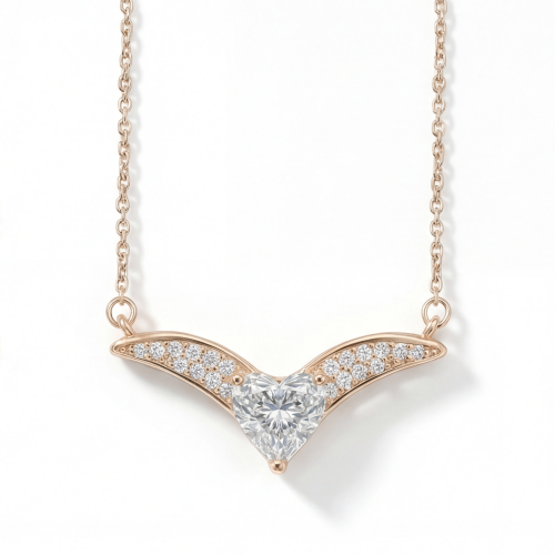 Vaneza - Collar Elegante de Moissanita en Forma de V con Detalles de Pavé
