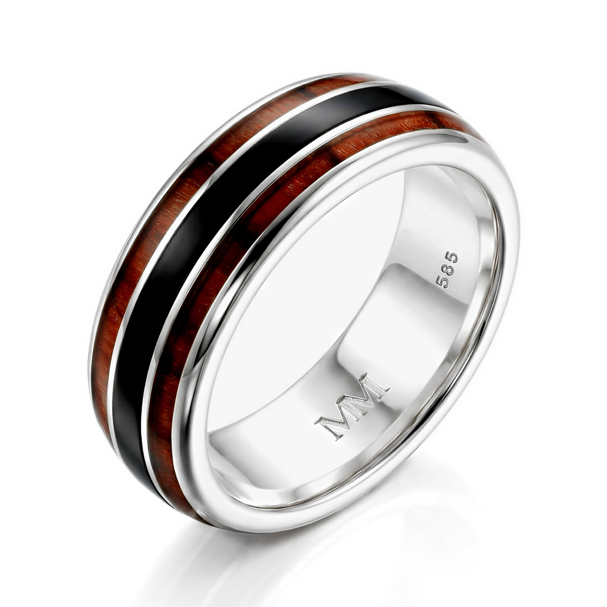 Vireo - Anillo de tungsteno para hombre con incrustación de madera natural