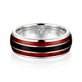 Vireo - Anillo de tungsteno para hombre con incrustación de madera natural