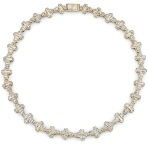 Virtuoso - Cadena con cruz de moissanita de talla esmeralda y pavé con cierre llamativo