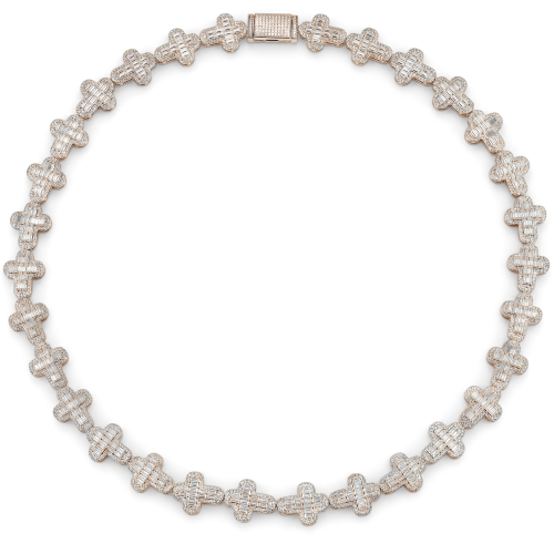 Virtuoso - Cadena con Cruz Pavé de Moissanita de Talla Esmeralda y Cierre Llamativo