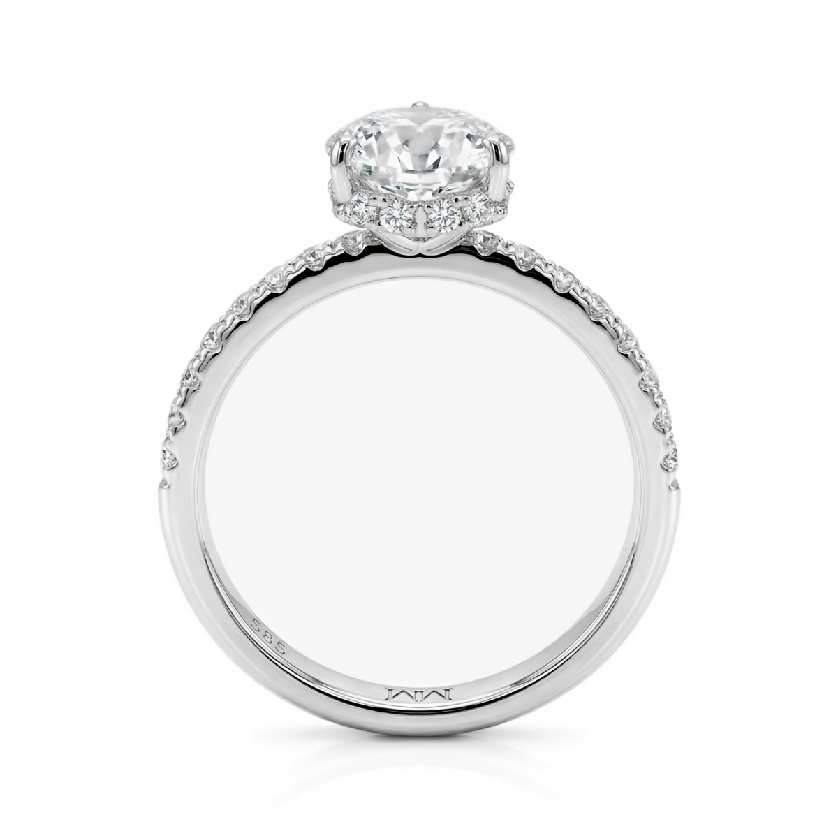 Amoretta - Anillo de compromiso de moissanita de talla corazón con hombros en pavé