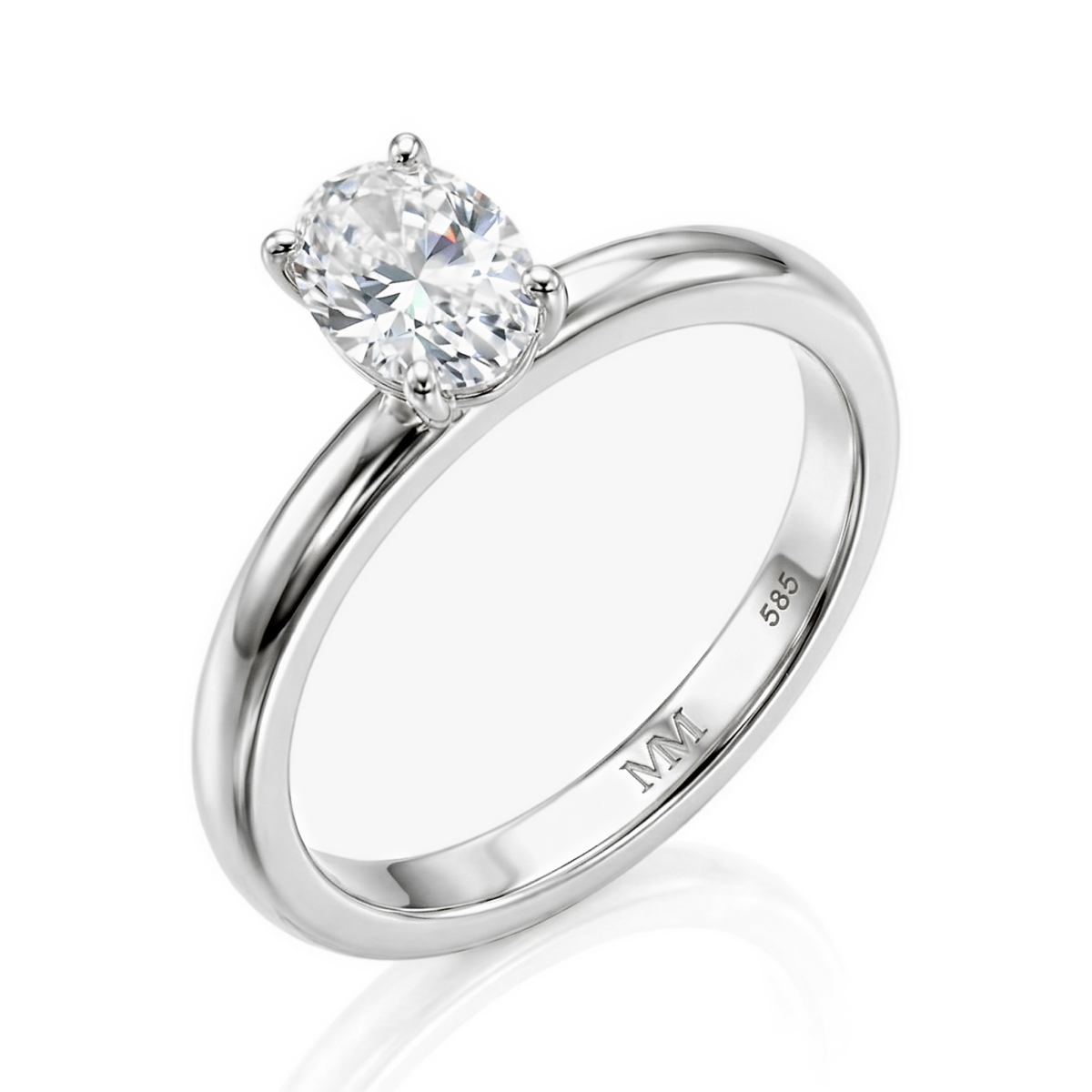 Ovalique - Anillo de compromiso solitario clásico con moissanita de talla oval