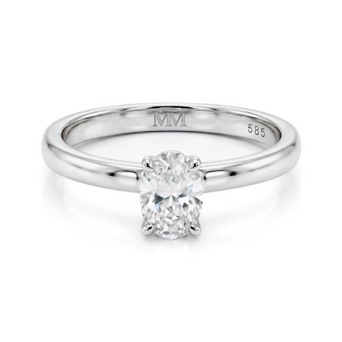 Ovalique - Anillo de compromiso solitario clásico con moissanita de talla oval