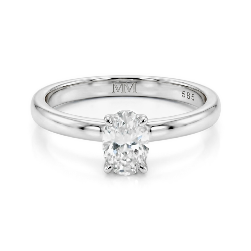 Ovalique - Anillo de compromiso solitario clásico de moissanita de talla oval