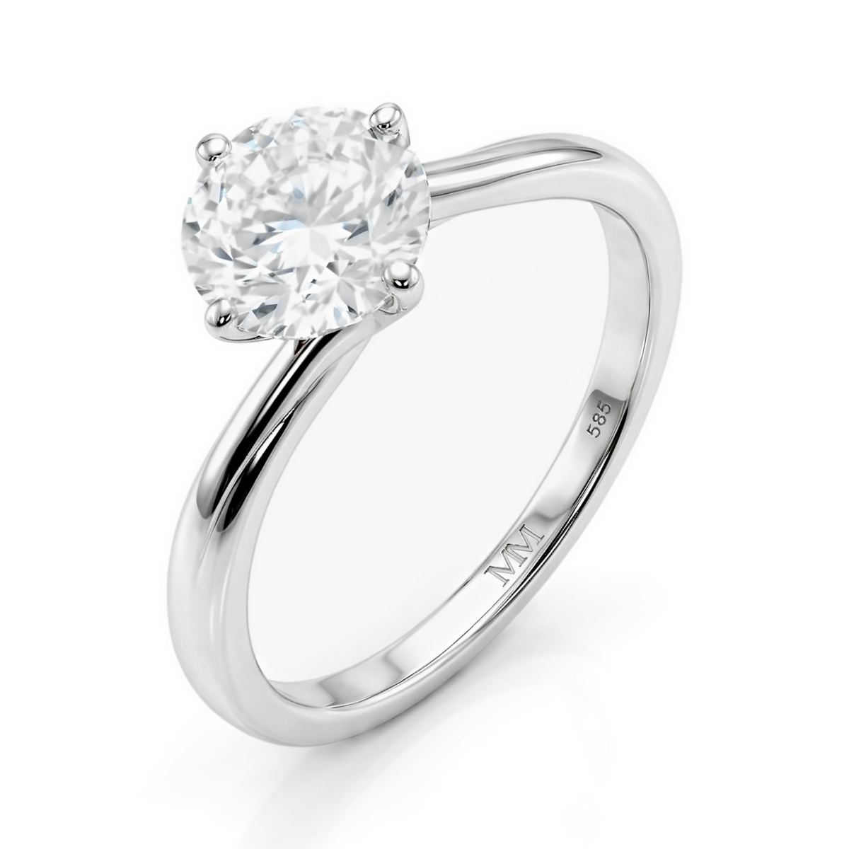 Circline - Anillo de compromiso solitario clásico con moissanita redonda