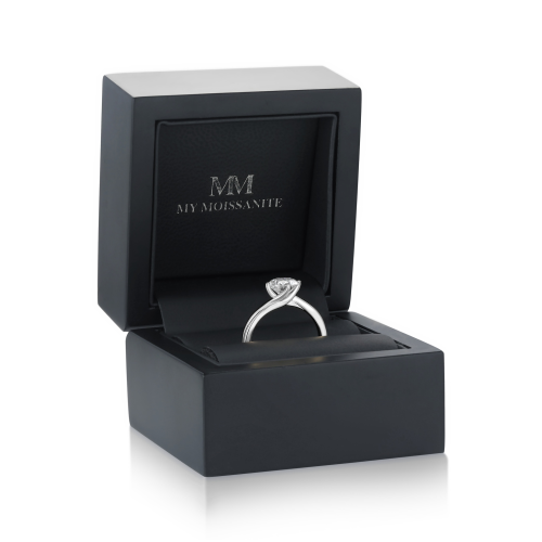 Circline - Anillo de compromiso solitario clásico de moissanita de talla redonda