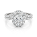 Ovalea - Anillo de moissanita de talla oval con diseño de halo pavé