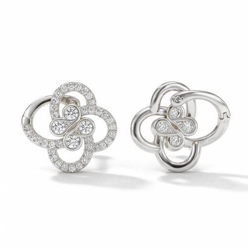 Vortexia - Pendientes de Trébol de Moissanita con Motivo Floral y Brillo en Pavé
