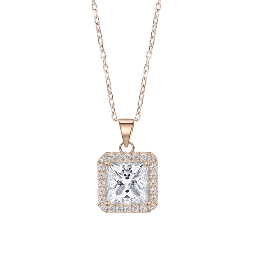Radiance - Colgante de moissanita de talla princesa con halo
