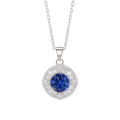 Purelle - Colgante de Moissanita Azul Royal con Halo y Cadena de Eslabones