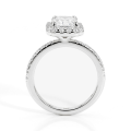 Esmeralda - Anillo de moissanita de talla esmeralda con halo y piedras laterales