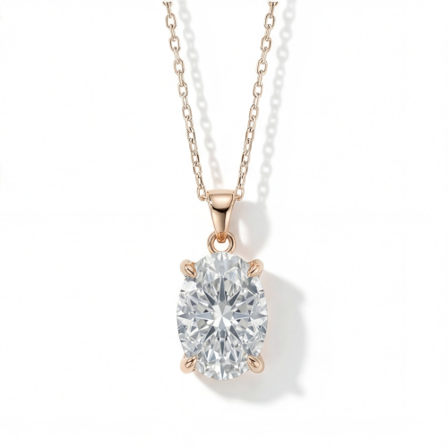 Ovaluxe - Colgante de Moissanita de Talla Oval con Elegante Diseño de Cuatro Garras