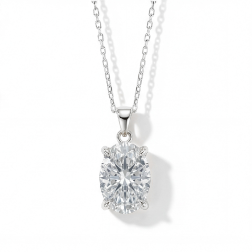 Ovaluxe - Colgante de moissanita oval con elegante diseño de cuatro garras