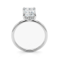 Mirabelle - Anillo solitario de moissanita de talla radiant con engaste en cesta y halo oculto