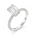 Veridian - Anillo de moissanita de talla esmeralda con aro engastado en Pavé