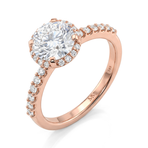 Glimmerette - Lujoso anillo de moissanita con halo y detalles en pavé