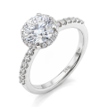 Glimmerette - Lujoso anillo de moissanita con halo y detalles de pavé