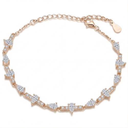 Perlette - Pulsera de moissanita de talla pera con simetría elegante