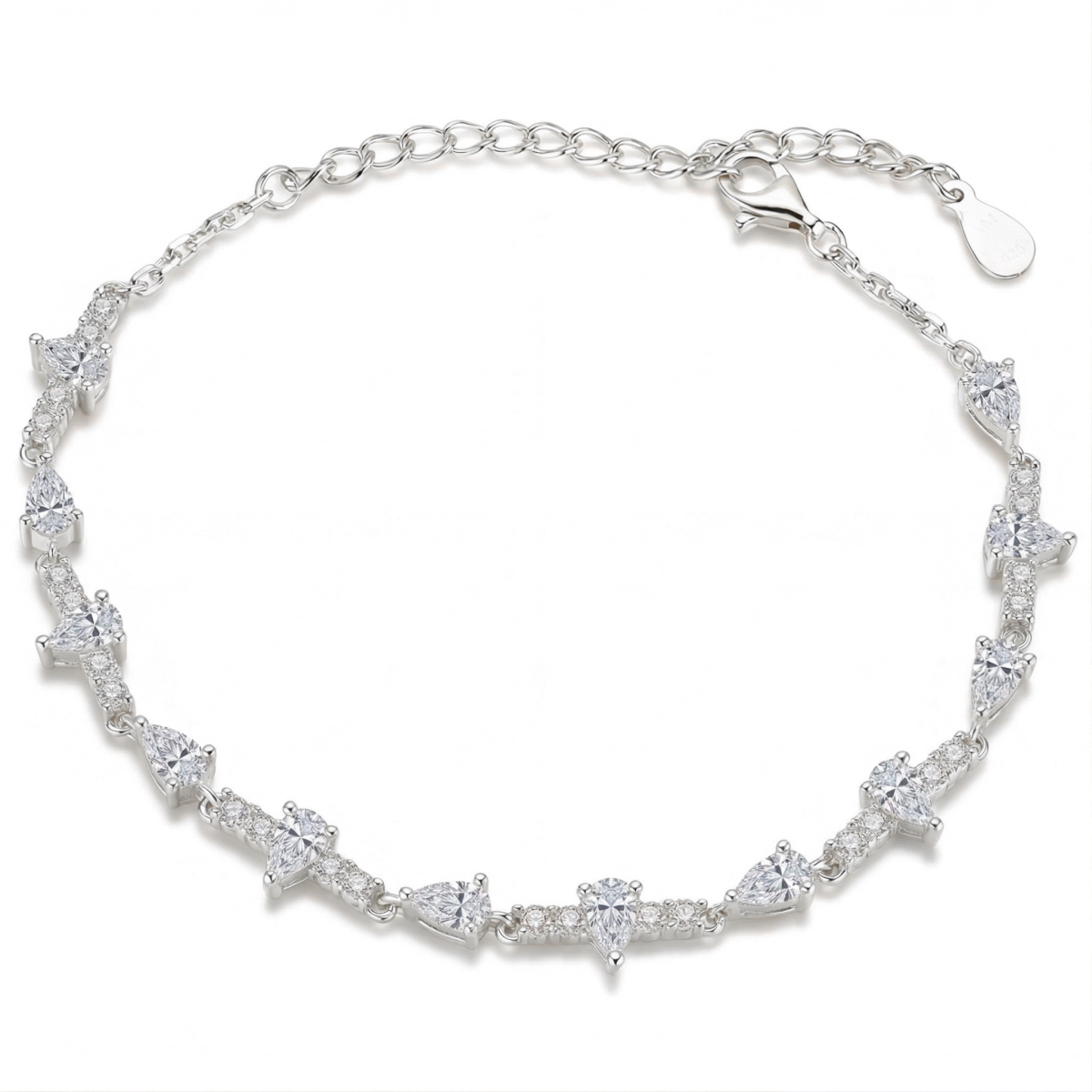 Perlette - Pulsera de moissanita talla pera con elegante simetría