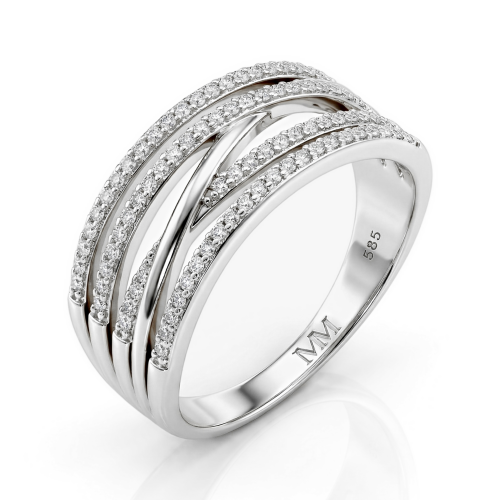 Estrella – Anillo de Líneas Cruzadas de Moissanita
