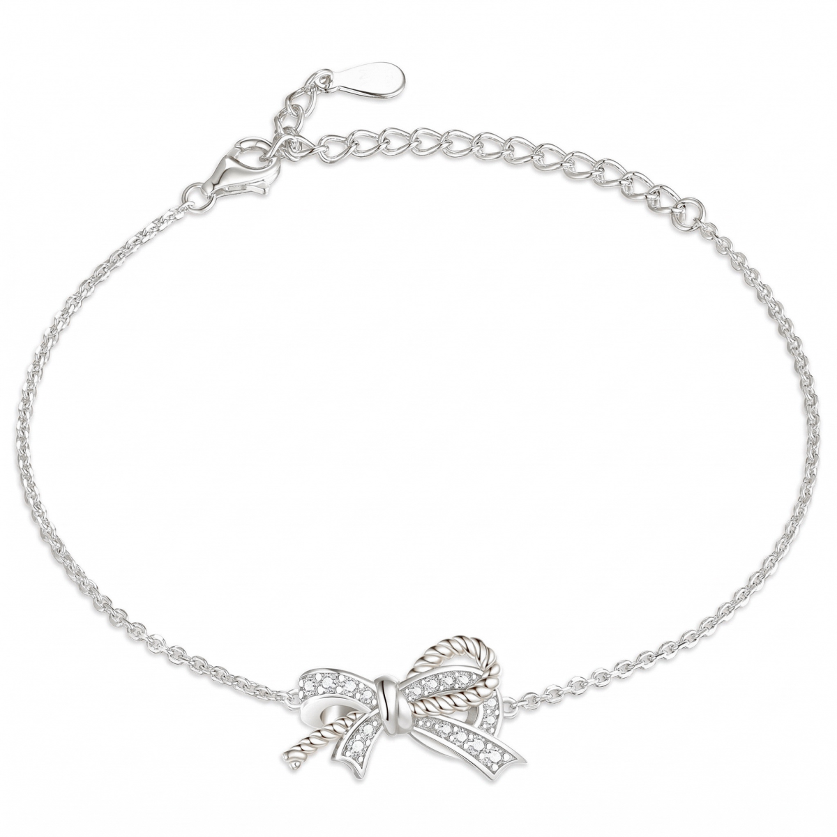Ribbonique - Pulsera bicolor de moissanita con lazo decorativo y detalles en pavé