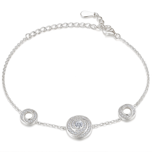 Cirquel - Pulsera de moissanita con motivos enlazados de doble halo