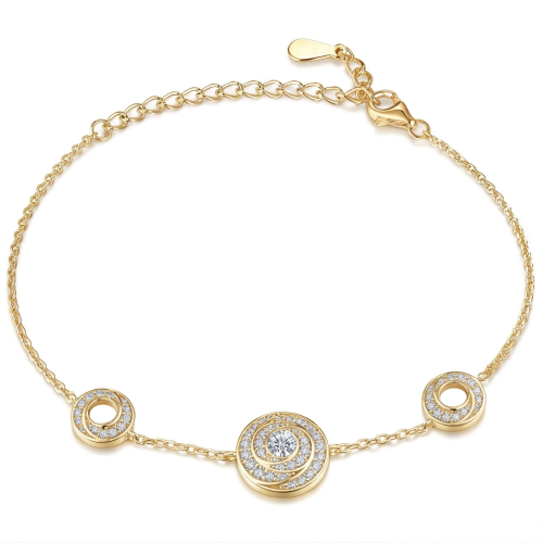 Cirquel - Pulsera de moissanita con motivos de doble halo enlazados